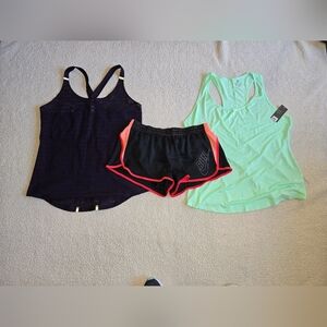 💥Women's Purple Tank, Mint Tank, Black Shorts